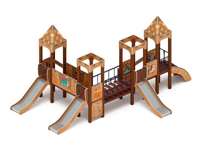 Детская игровая площадка Картонная фантазия-4 (с крышей)