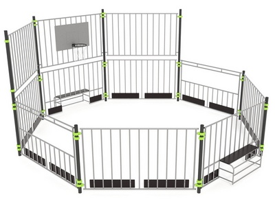 Ограждение для панна-футбола восьмиугольное с баскетбольным кольцом