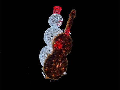 Световая фигура Снеговик-музыкант (высота 1,3 м)