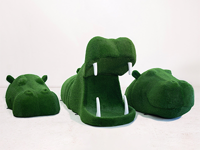 Топиари композиция бегемоты семья - газон Eco