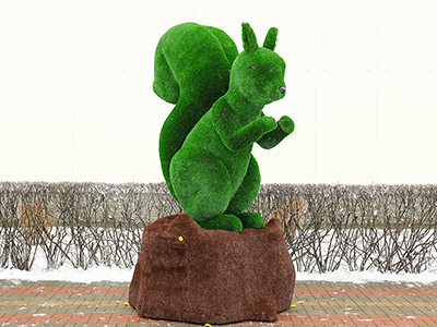 Топиари композиция белка Роза на пне - газон Deluxe+Eco