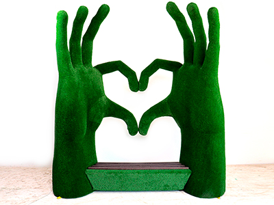 Топиари композиция ладони-сердце-лавочка - газон Eco