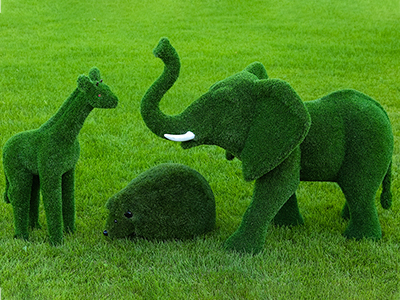 Топиари композиция Малыши (слон, жираф, ежик) - газон Eco