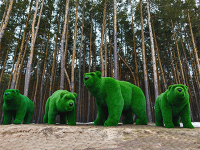 Топиари композиция медведи, 4 шт - газон Premium