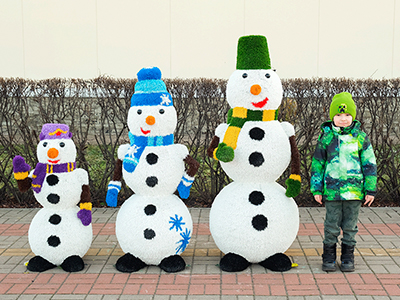 Топиари композиция Снеговики, 3 шт - газон Eco