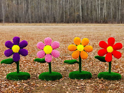 Топиари композиция цветы, 4 шт, h=109 см - газон Eco + Deluxe