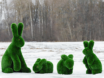 Топиари композиция Зайцы, 4 шт - газон Deluxe