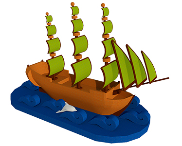 Топиари Корабль, h - 100 см, цветной - газон Eco