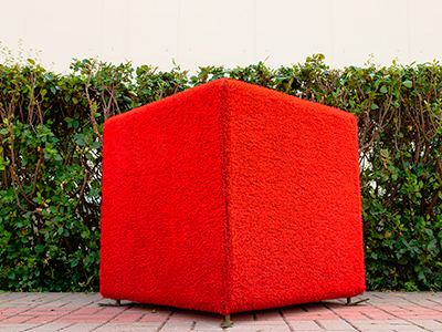 Топиари куб Красный h=75 см - газон Eco