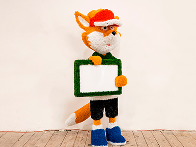 Топиари лисенок Колин с табличкой, h=165см - газон Eco