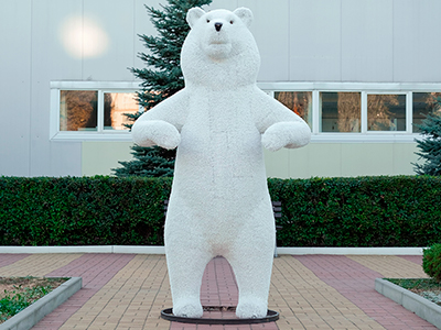 Топиари Медведь цирковой, белый, h=250 см - газон Eco