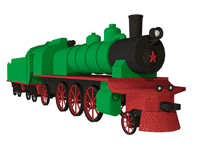 Топиари Паравоз, цветной (3 цвета) - газон Eco