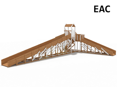 Зимняя деревянная горка Snow Fox 12 м с двумя скатами мод. 724