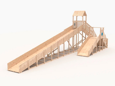 Зимняя горка Snow Fox 12 м с двумя горками (скат 4 м и 12 м), без окраски