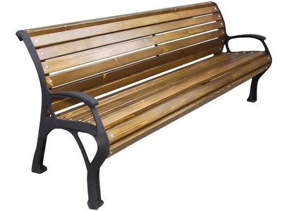 Парковая скамейка чугунная Екатеринбург с подлокотниками (30х60 мм), Лиственница