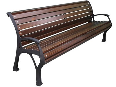 Парковая скамейка чугунная Екатеринбург с подлокотниками (40х40 мм), Лиственница