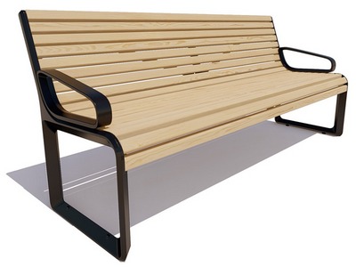 Парковая скамейка чугунная Милан с подлокотниками, Сосна