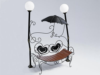 Скамейка TORUDA Валентайн с фонарями