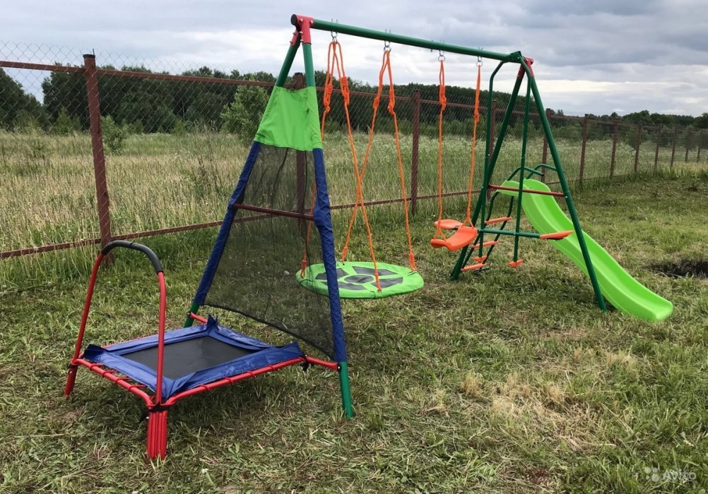 Детский комплекс с горкой и батутом MTS-01 - вид 2