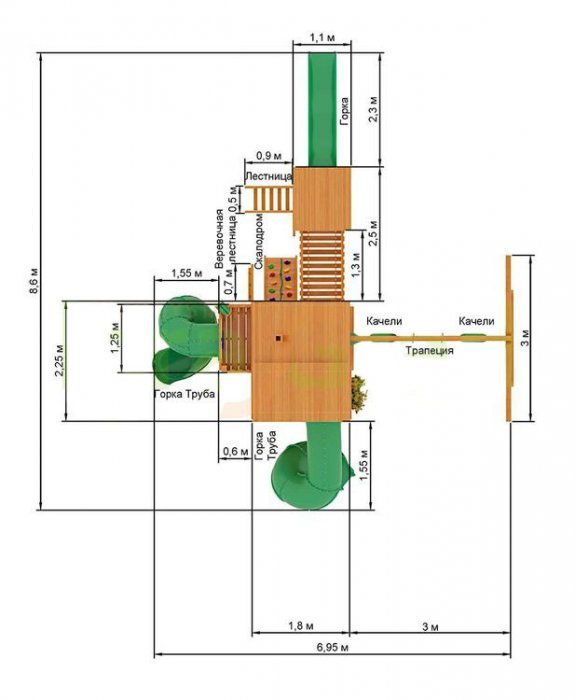 Деревянная детская площадка Великан 3 Макси - вид 3