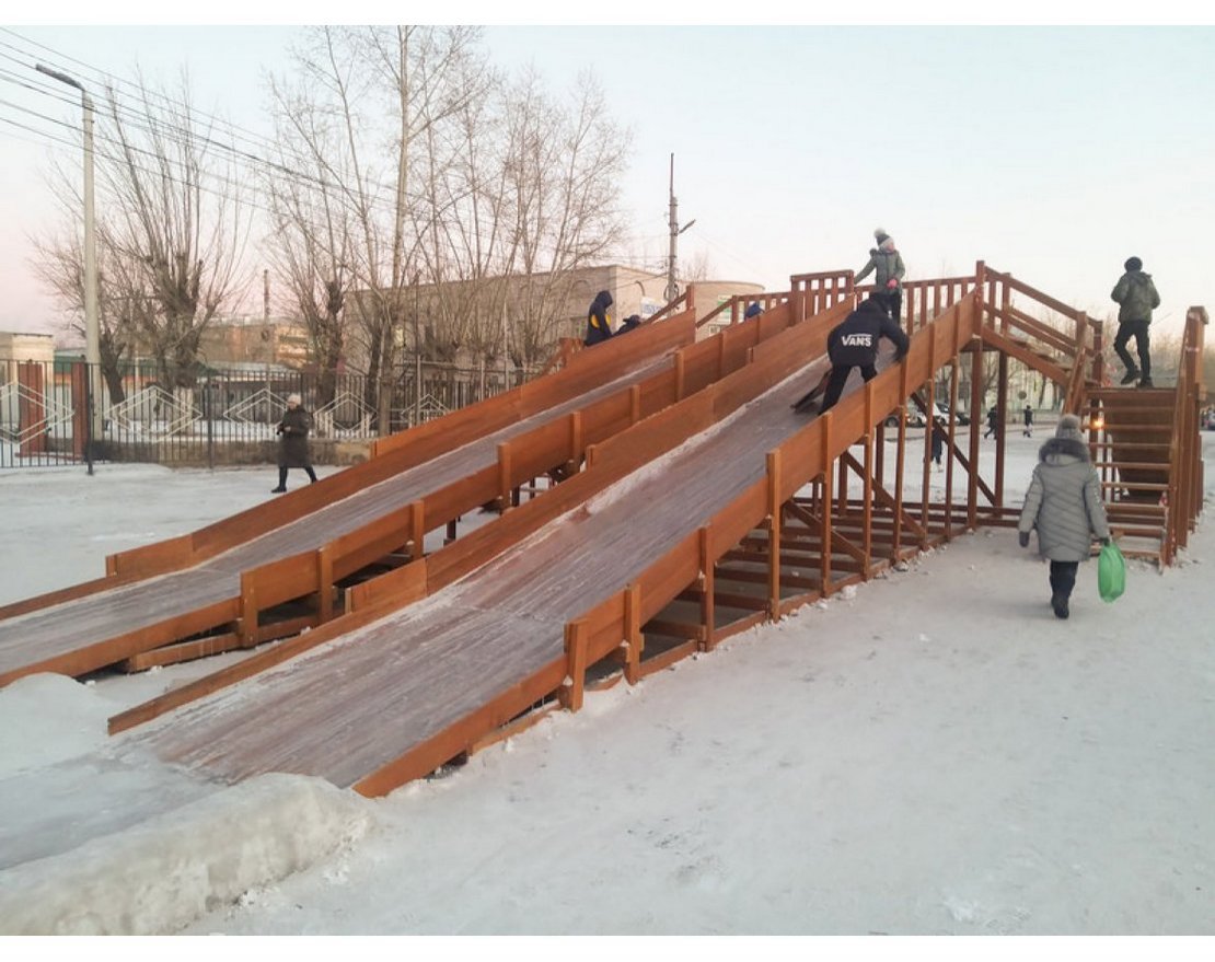 Деревянная зимняя горка Snow Fox (скат: 4 м - 2 шт., 10 м - 2 шт.) - вид 4