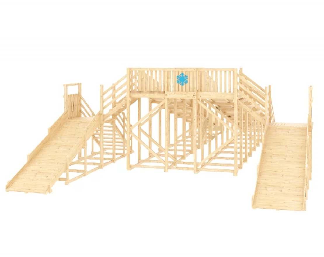 Деревянная зимняя горка Snow Fox (скат: 4 м - 2 шт., 10 м - 2 шт.), без окраски - вид 2