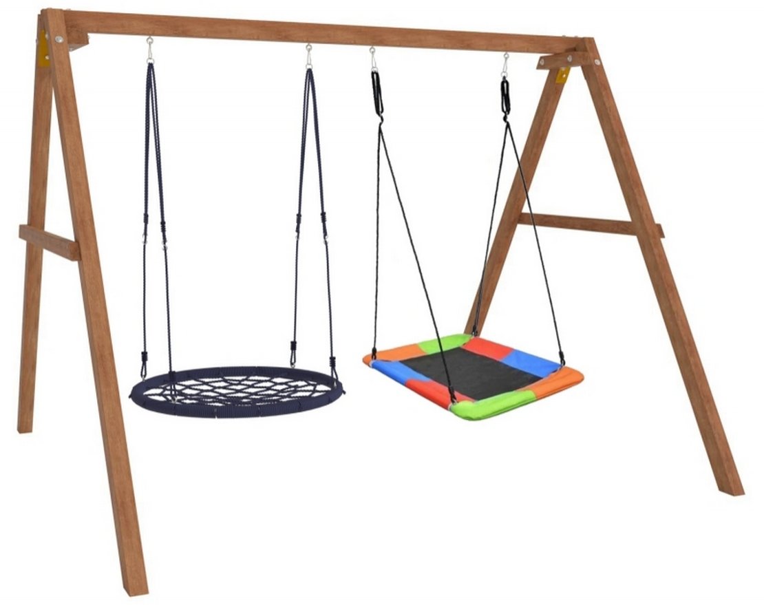 Деревянные качели Весна с разноцветным гнездом Лодка и гнездом 100 см - вид 3