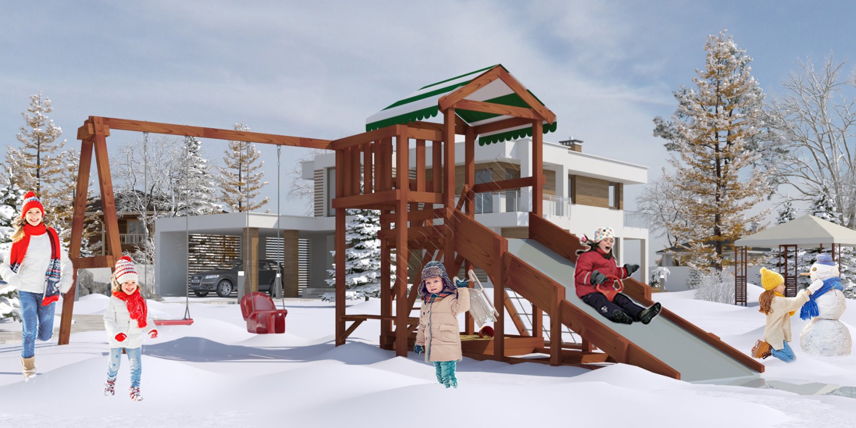 Детская игровая площадка Гарда 2 (Бри) всесезонная - вид 4