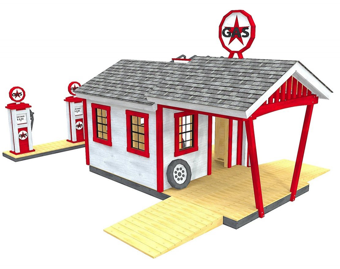 Игровой домик TORUDA WOOD Автозаправочная станция с гаражом - вид 2