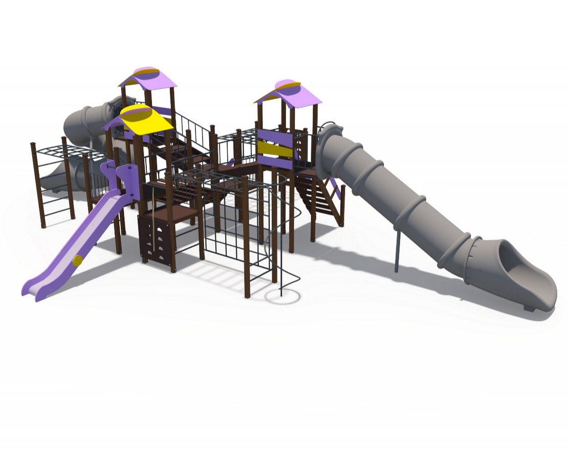 Игровой комплекс Зефир скат пластиковый винтовой закрытый и прямой открытый 2000 мм, скат металлический Н-1500 мм ДИО 10214 - вид 2