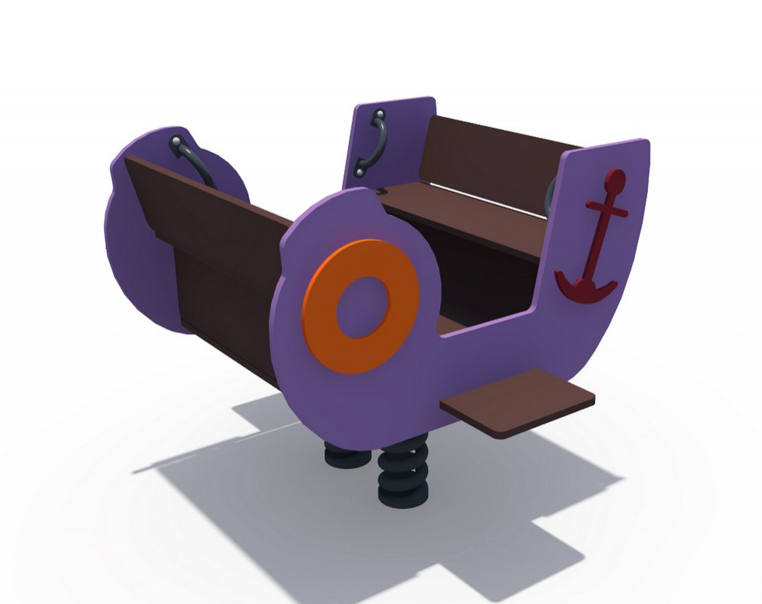 Качалка на пружине в виде двухместного кораблика ИО 05411 - вид 2