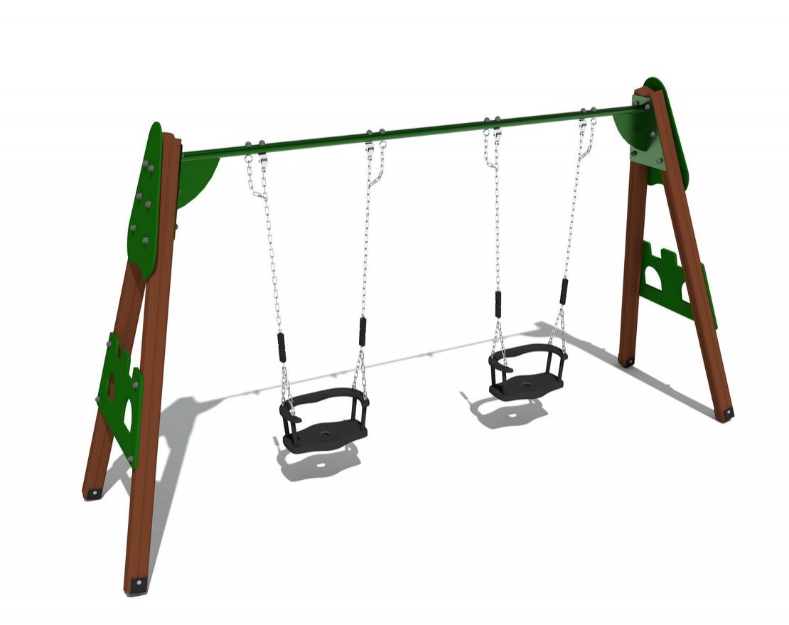 Качели деревянные крепость (сиденье со спинкой) ИО 01162 - вид 3