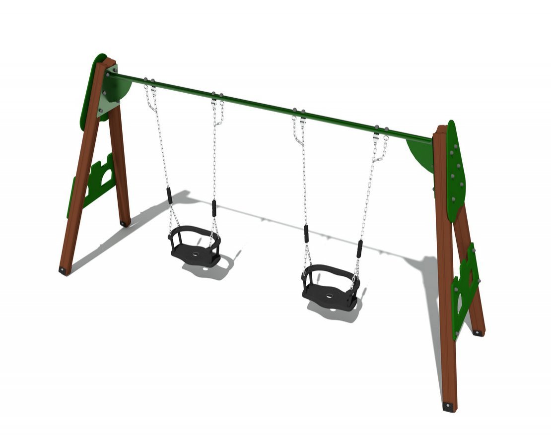 Качели деревянные крепость (сиденье со спинкой) ИО 01162 - вид 2