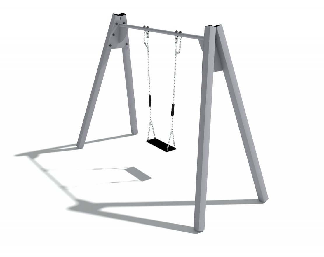Качели на металлических стойках с прорезиненным сиденьем без спинки ИО 01034 - вид 2