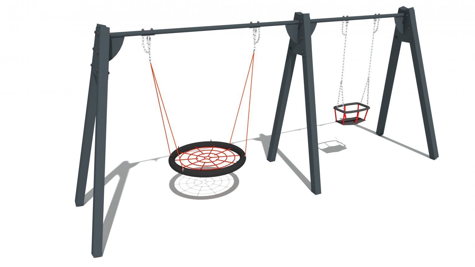 Качели на металлических стойках с сиденьем люлька и сиденьем Гнездо ИО 01037 - вид 2