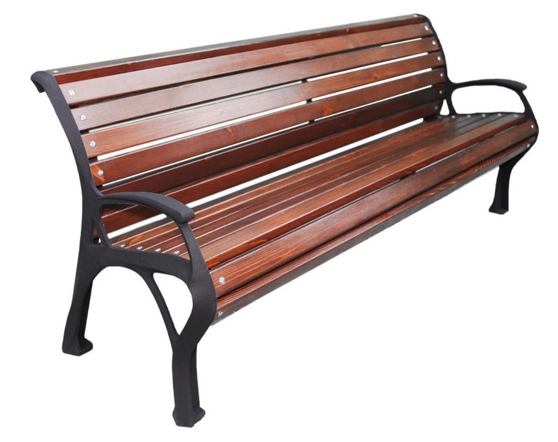 Парковая скамейка чугунная Екатеринбург с подлокотниками (30х60 мм), Лиственница - вид 5