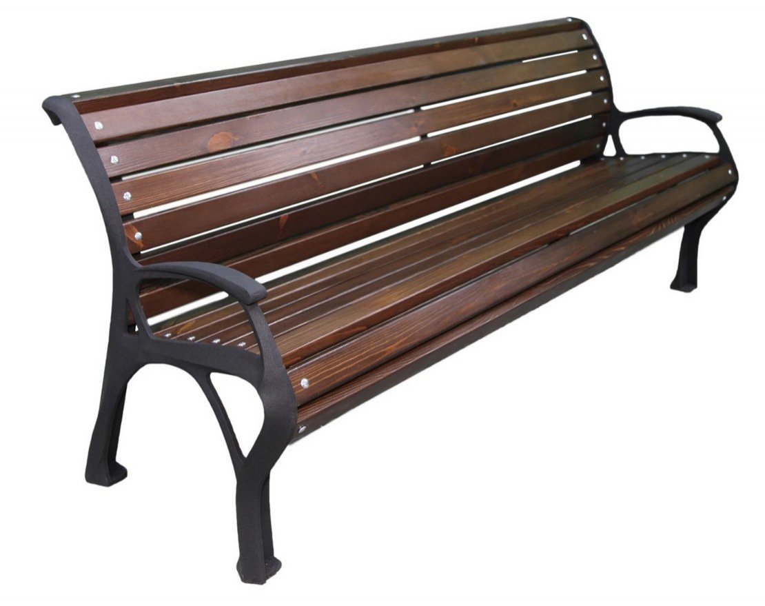Парковая скамейка чугунная Екатеринбург с подлокотниками (30х60 мм), Сосна - вид 4