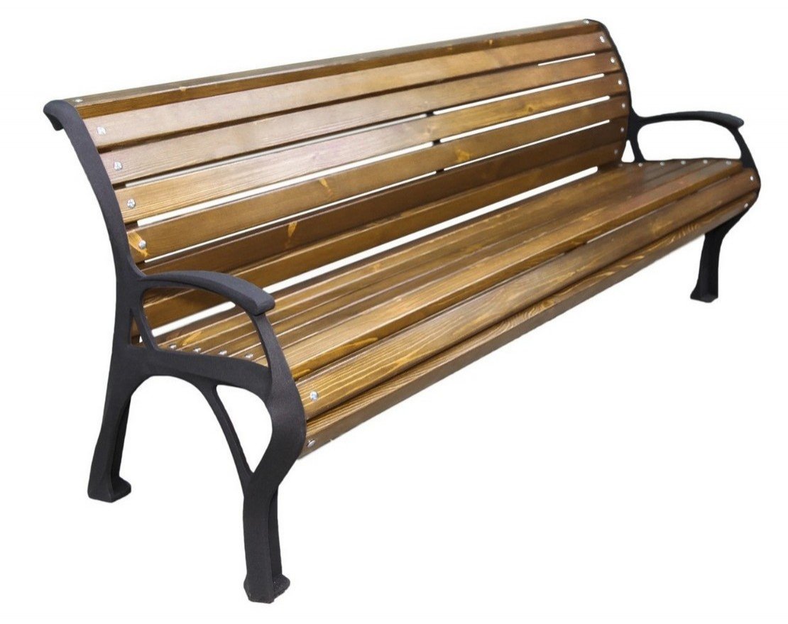 Парковая скамейка чугунная Екатеринбург с подлокотниками (40х40 мм), Лиственница - вид 5