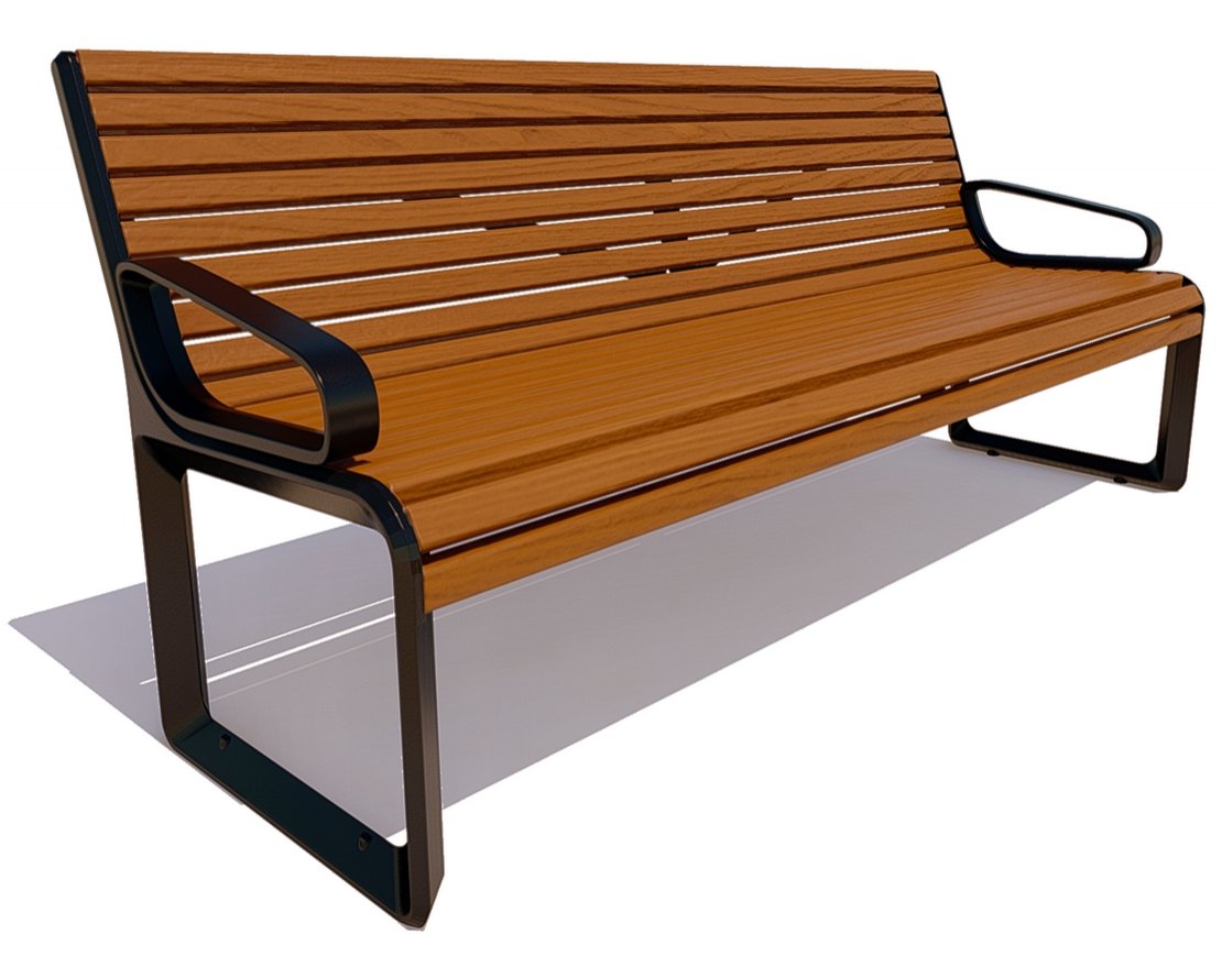 Парковая скамейка чугунная Милан с подлокотниками, Сосна - вид 5