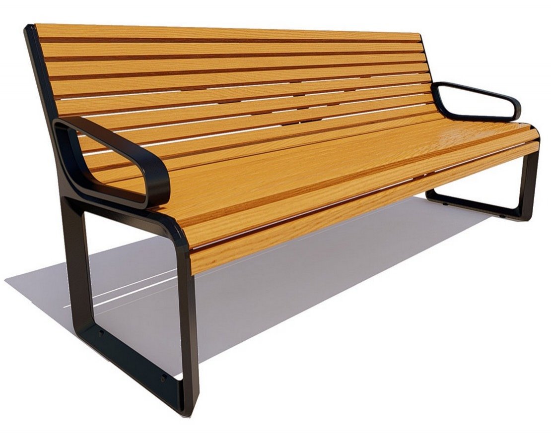 Парковая скамейка чугунная Милан с подлокотниками, Сосна - вид 4