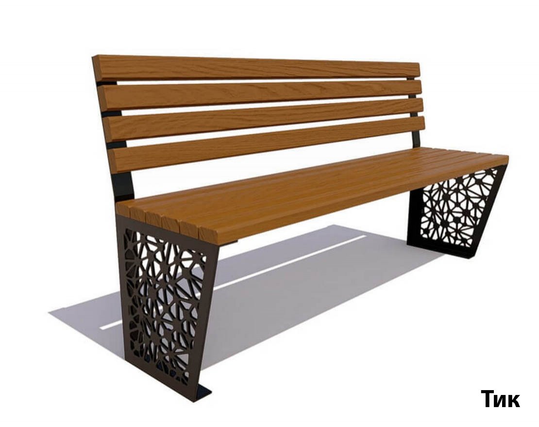 Парковая скамейка Сколково, Лиственница (без подлокотников) - вид 4
