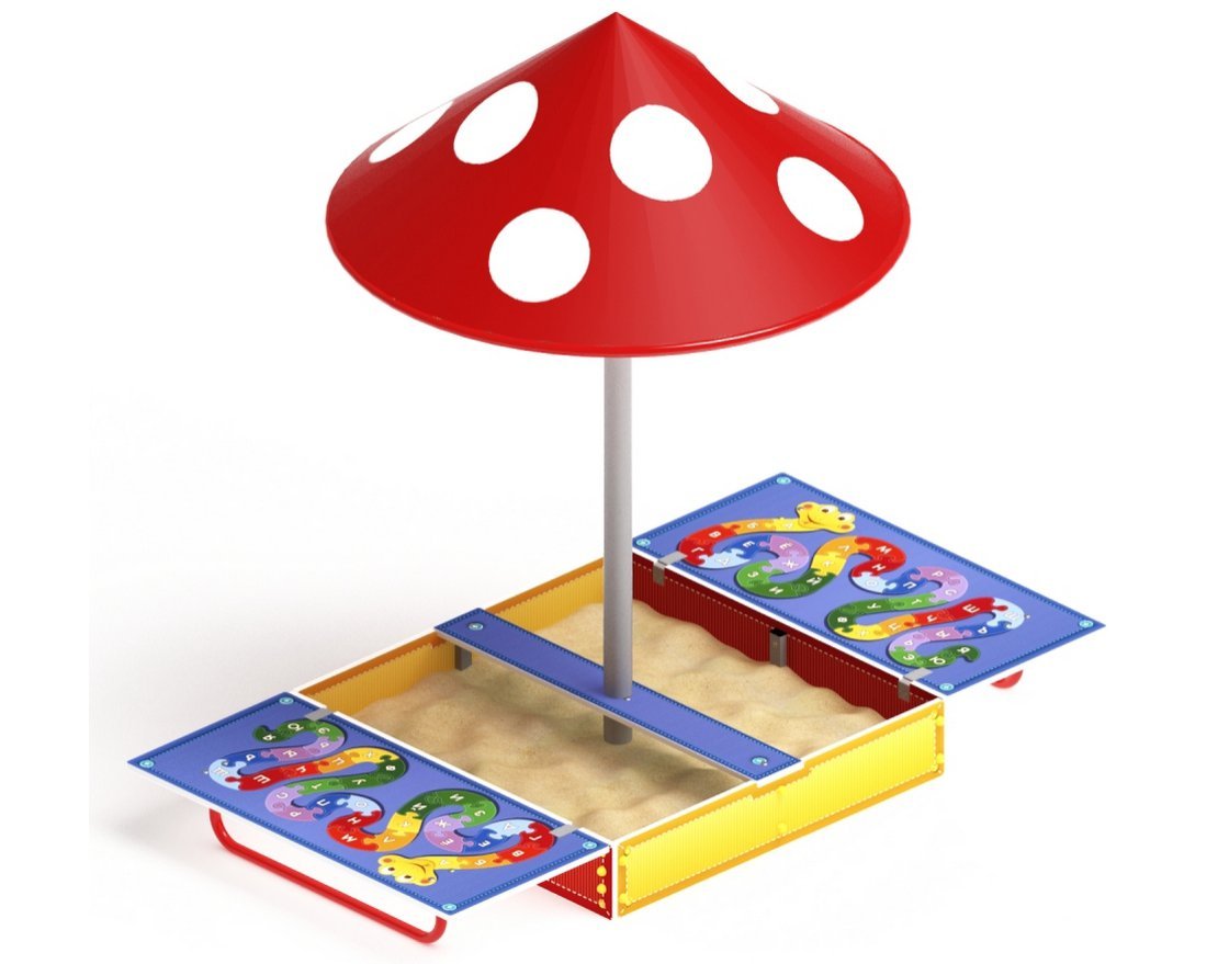 Песочница Буквенный пляж-1  (с грибом) - вид 3