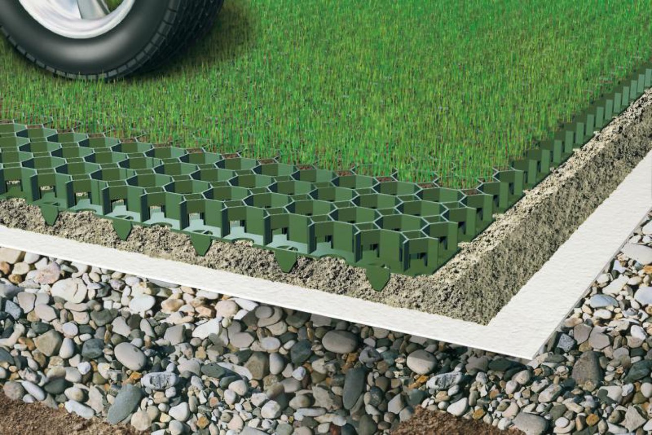 Пластиковая газонная решетка ERFOLG Green Parking зеленая - вид 2