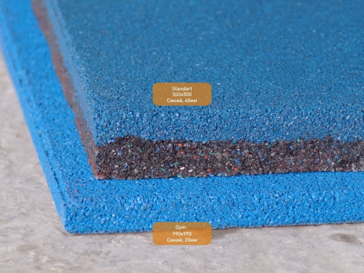 Резиновая плитка Gym 990х990 (15-60 мм) с рельефным основанием - вид 2