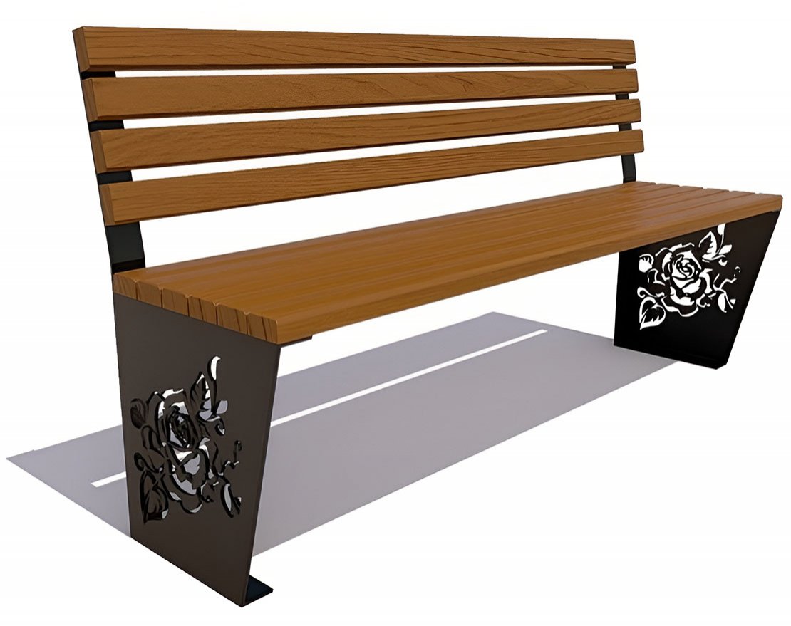 Скамейка парковая Роза (без подлокотников) Сосна - вид 4