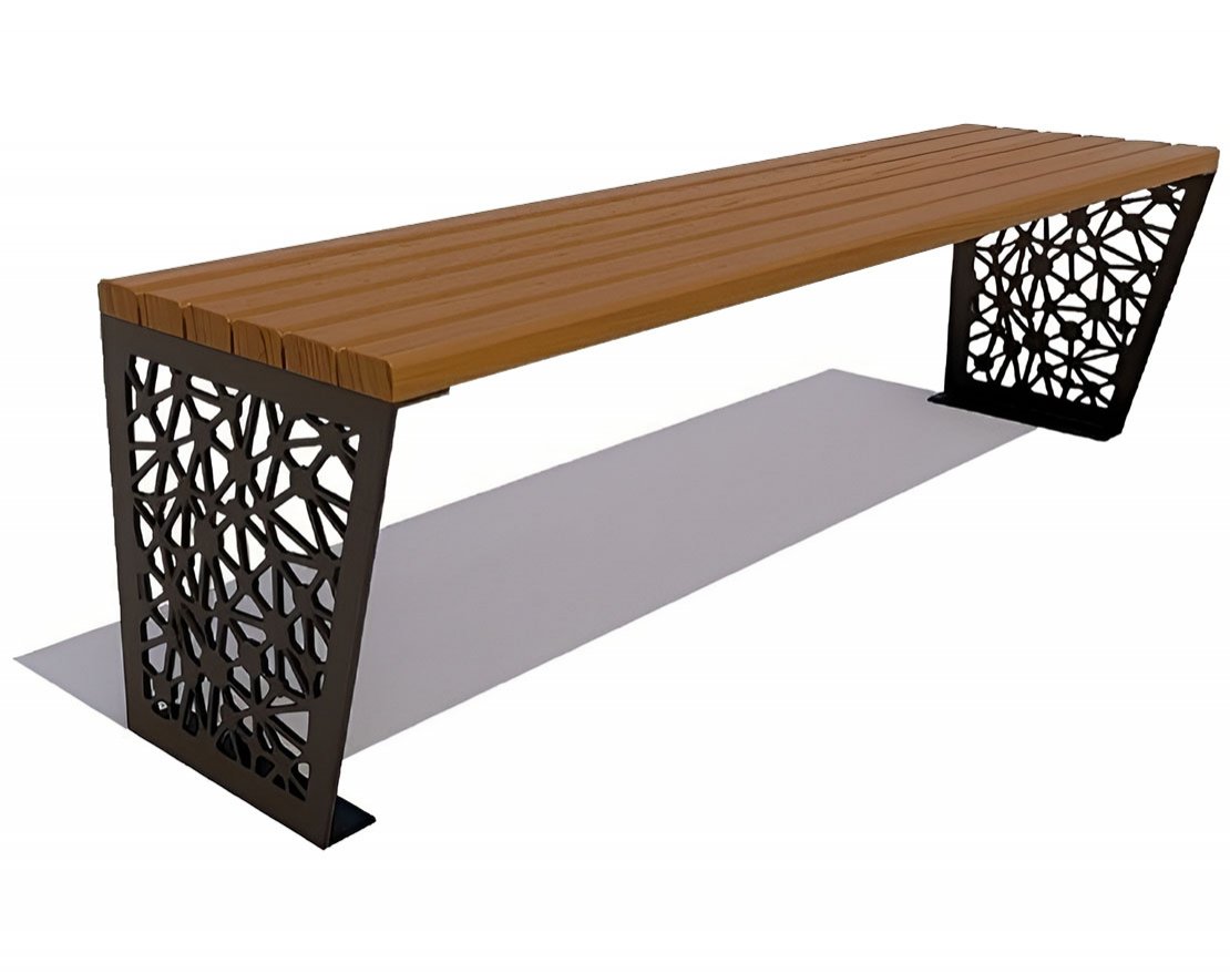 Скамейка парковая Сколково (банкетка), Лиственница - вид 2