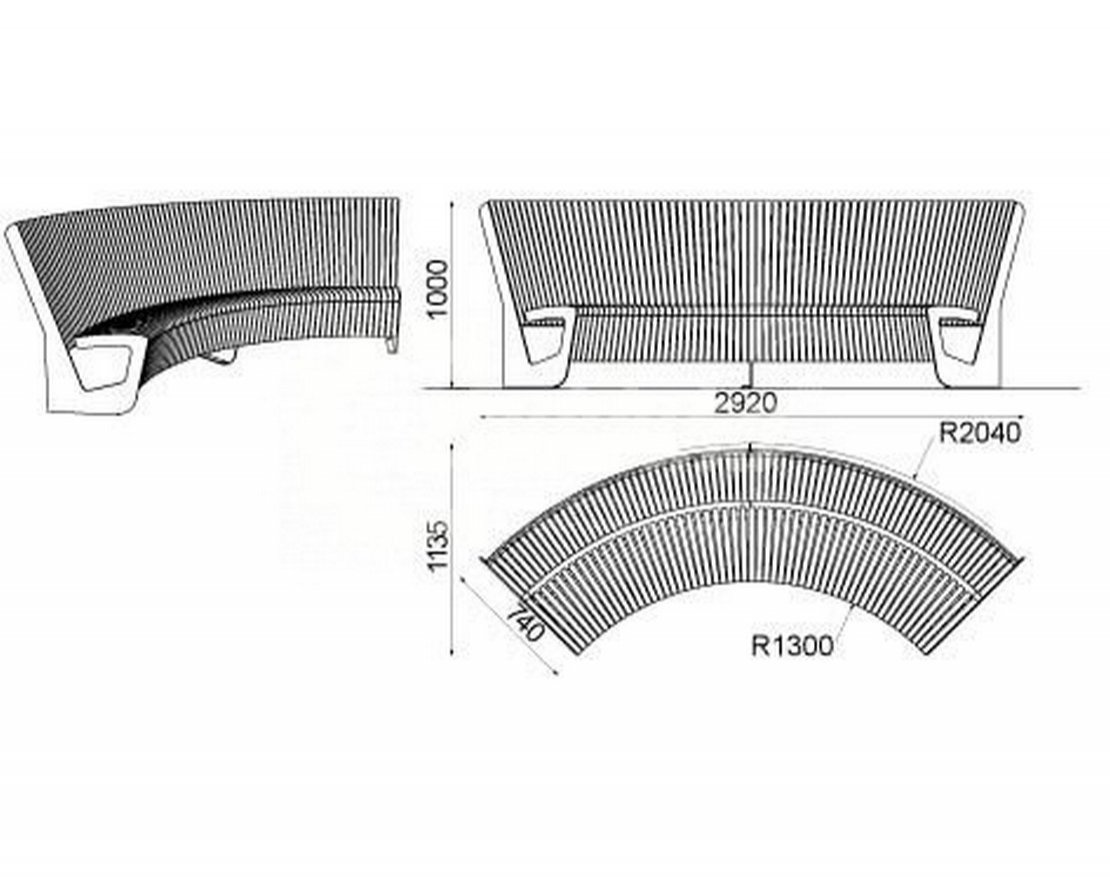 Скамейка стальная полукруглая TORUDA 062 1,56 м - вид 4