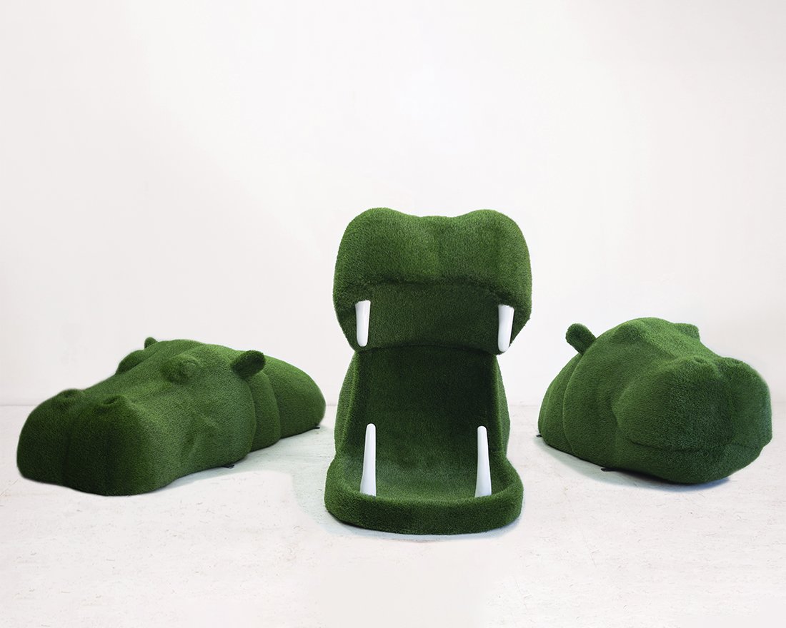 Топиари композиция бегемоты семья - газон Eco - вид 3