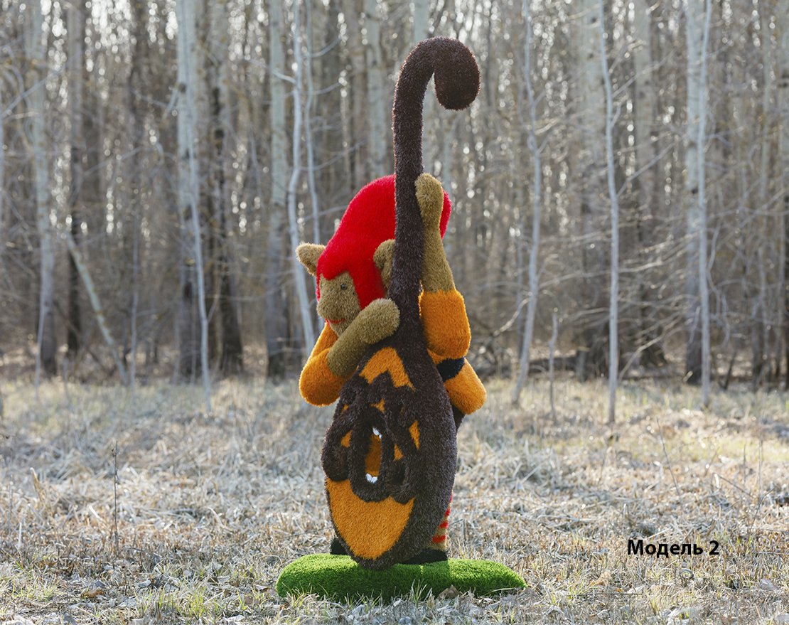 Топиари Гном с контрабасом тыква, модель 1 - газон Premium - вид 4