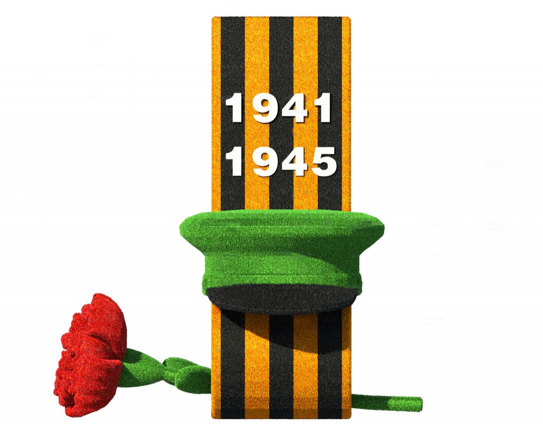 Топиари Композиция фуражка с георгиевской лентой и гвоздикой - газон Eco - вид 4